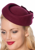 Cappello retrò con fiocchi bordeaux